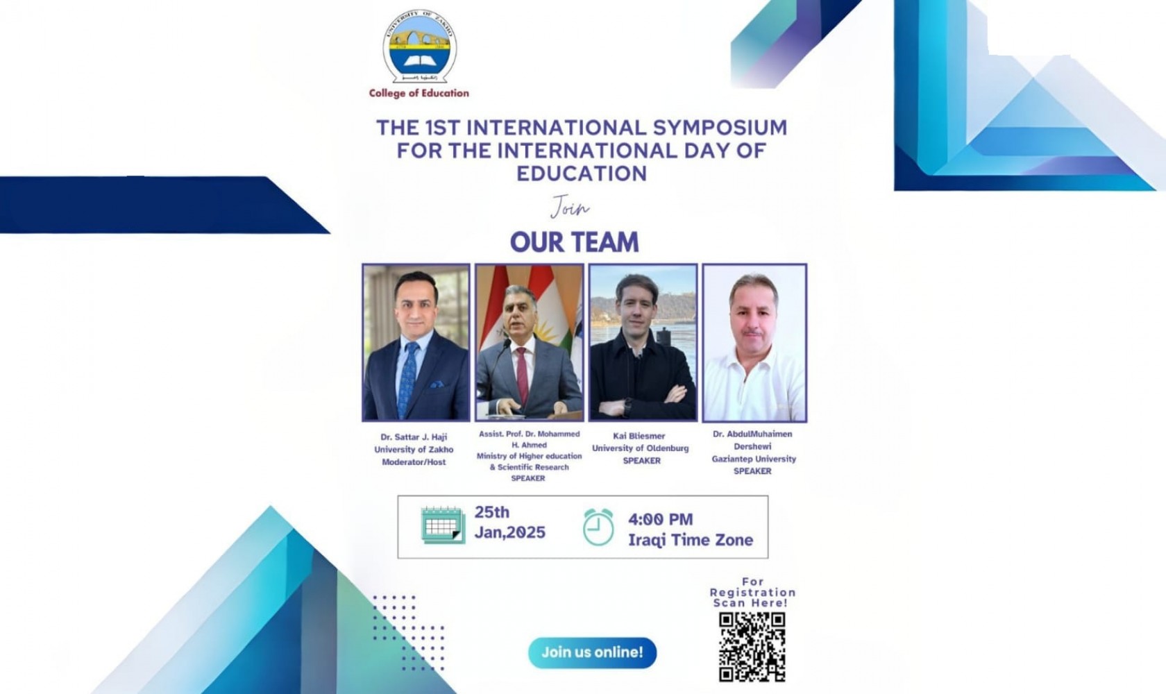 College of Education - Zakho University will hold an international scientific symposium on the occasion of World Education Day